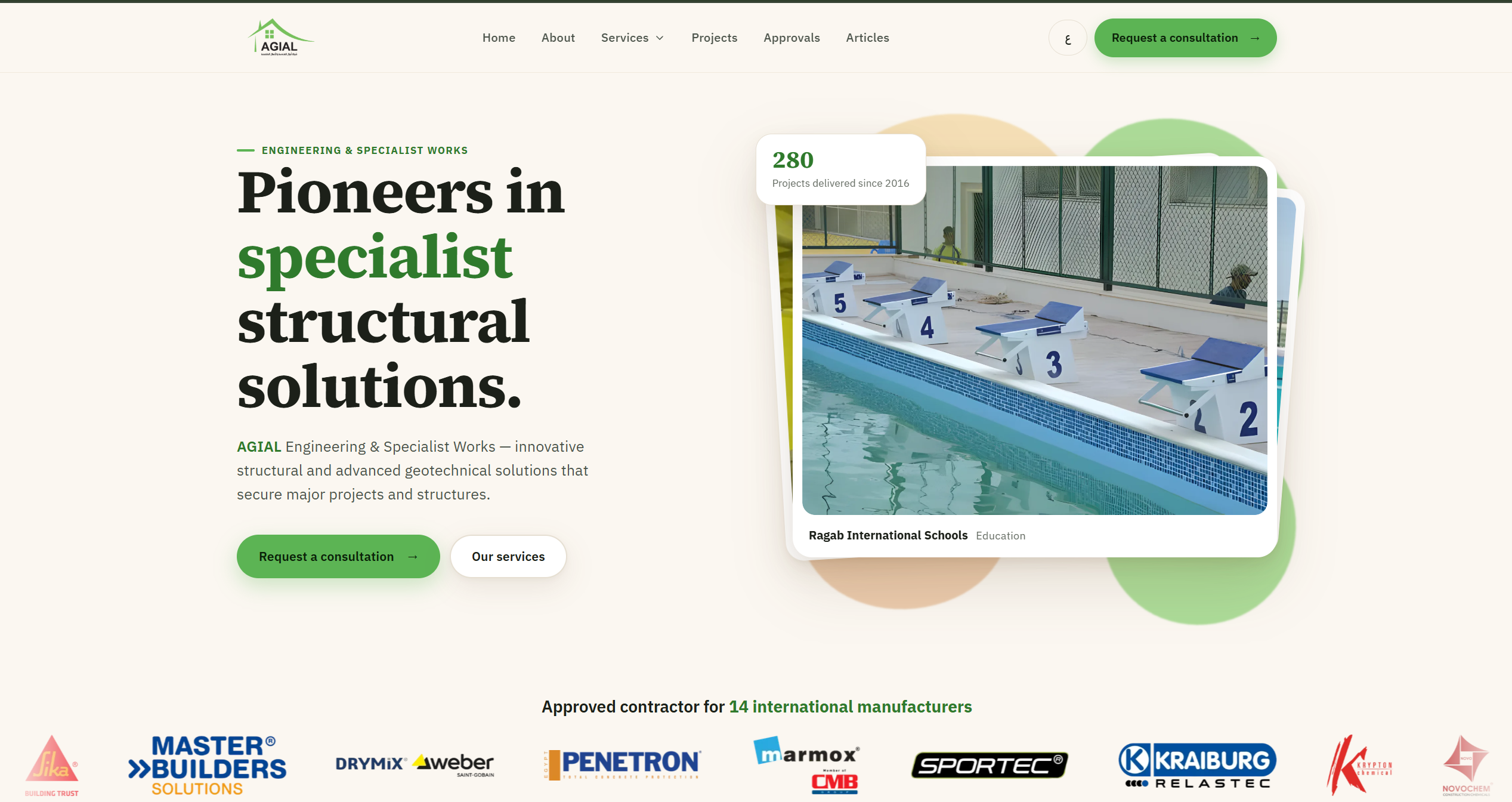AGIAL - bilingual corporate website for an engineering contractor