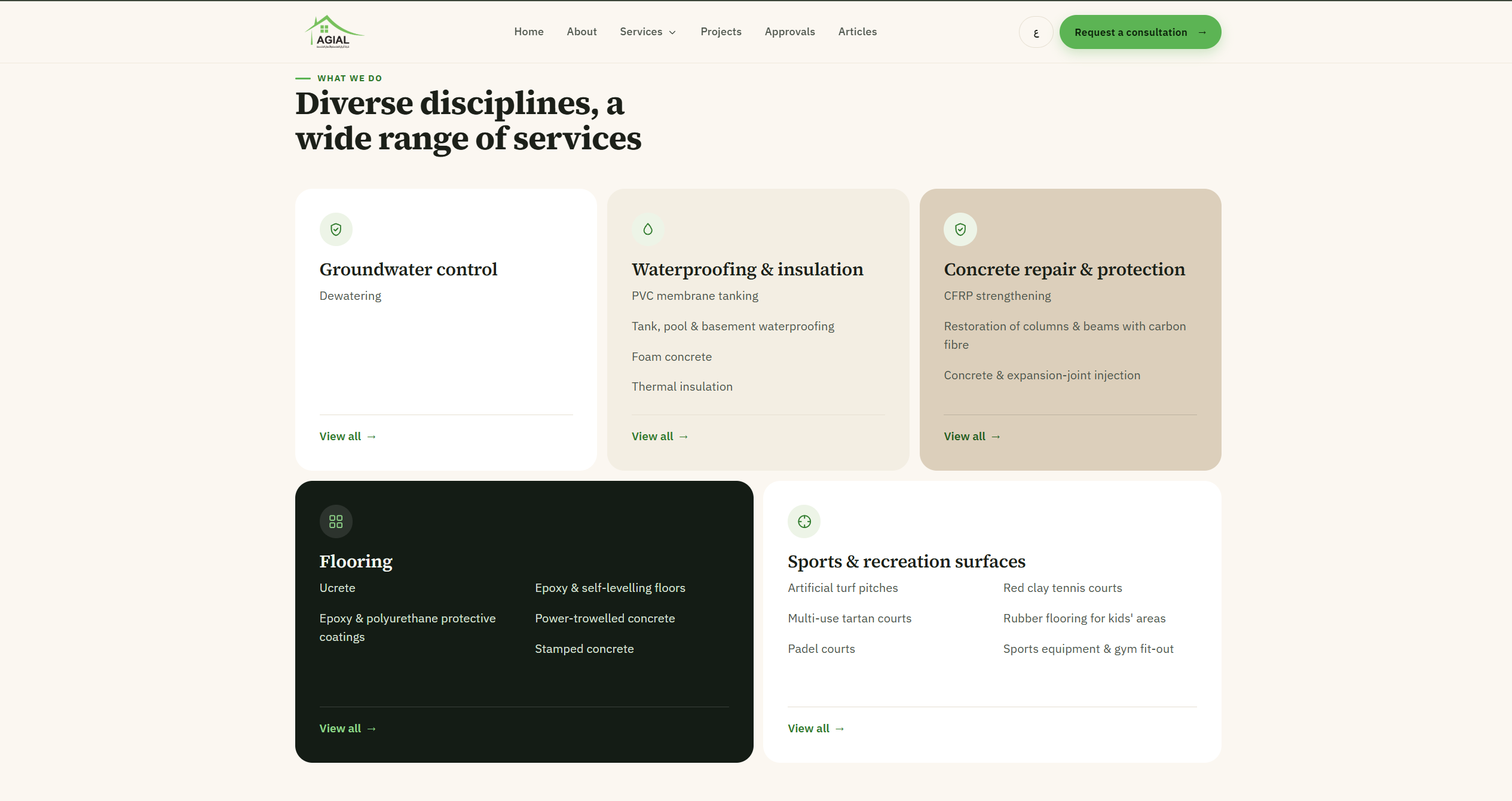 AGIAL - Services grouped by discipline