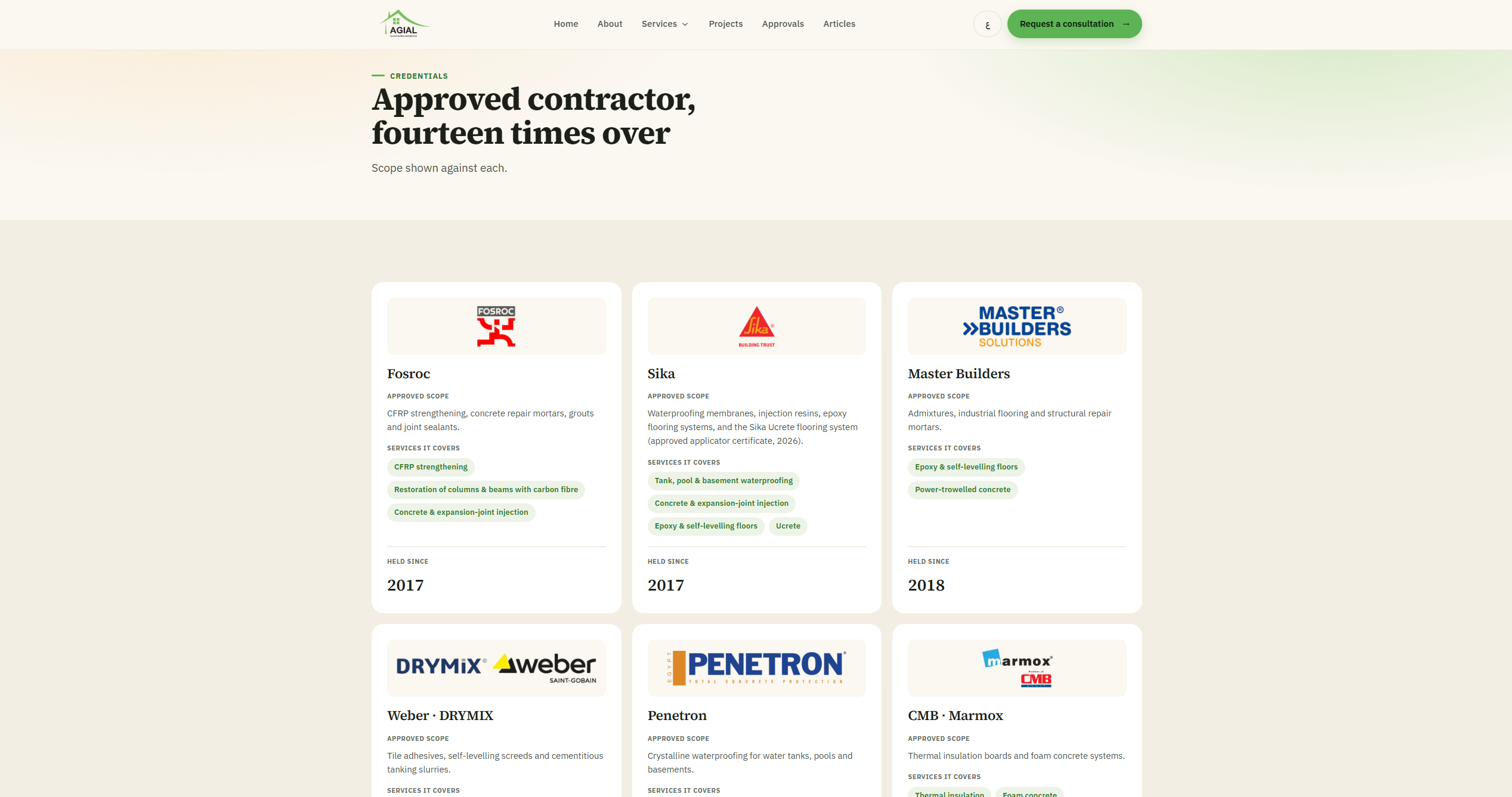 AGIAL - Manufacturer approvals with approved scope