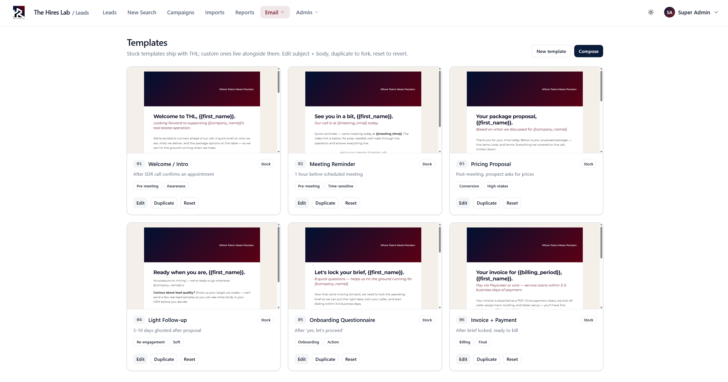 Lead Intelligence Platform - Reusable email template library