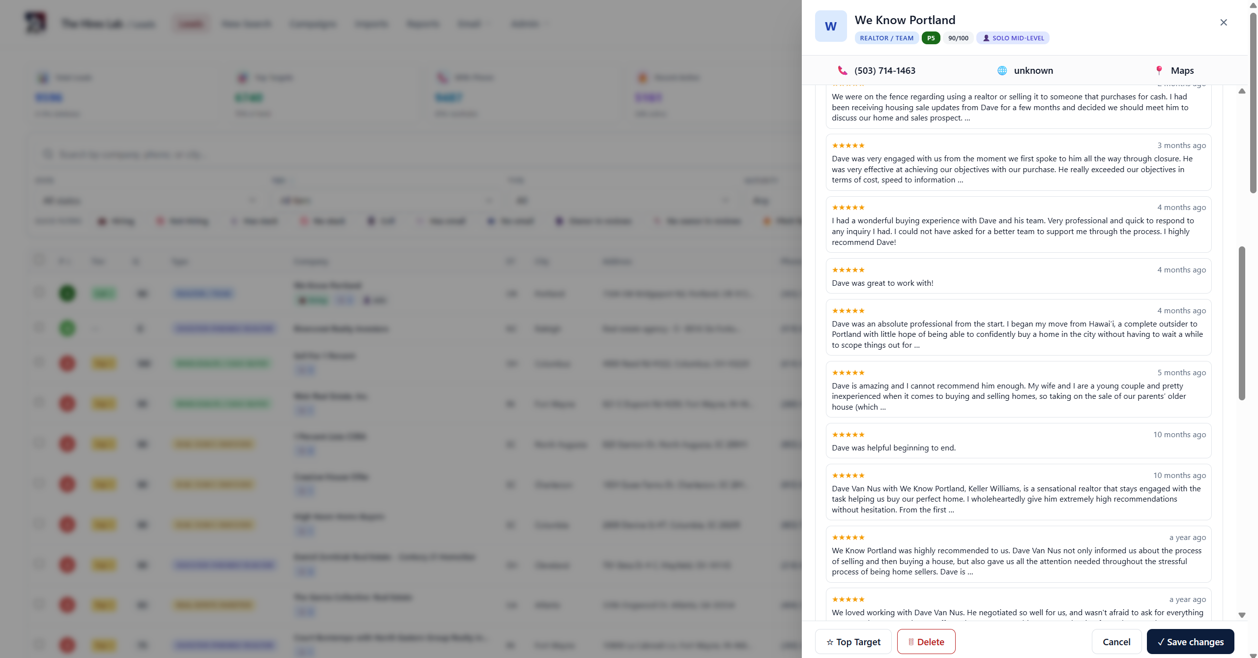 Lead Intelligence Platform - Review intelligence with owner-name extraction and sentiment read
